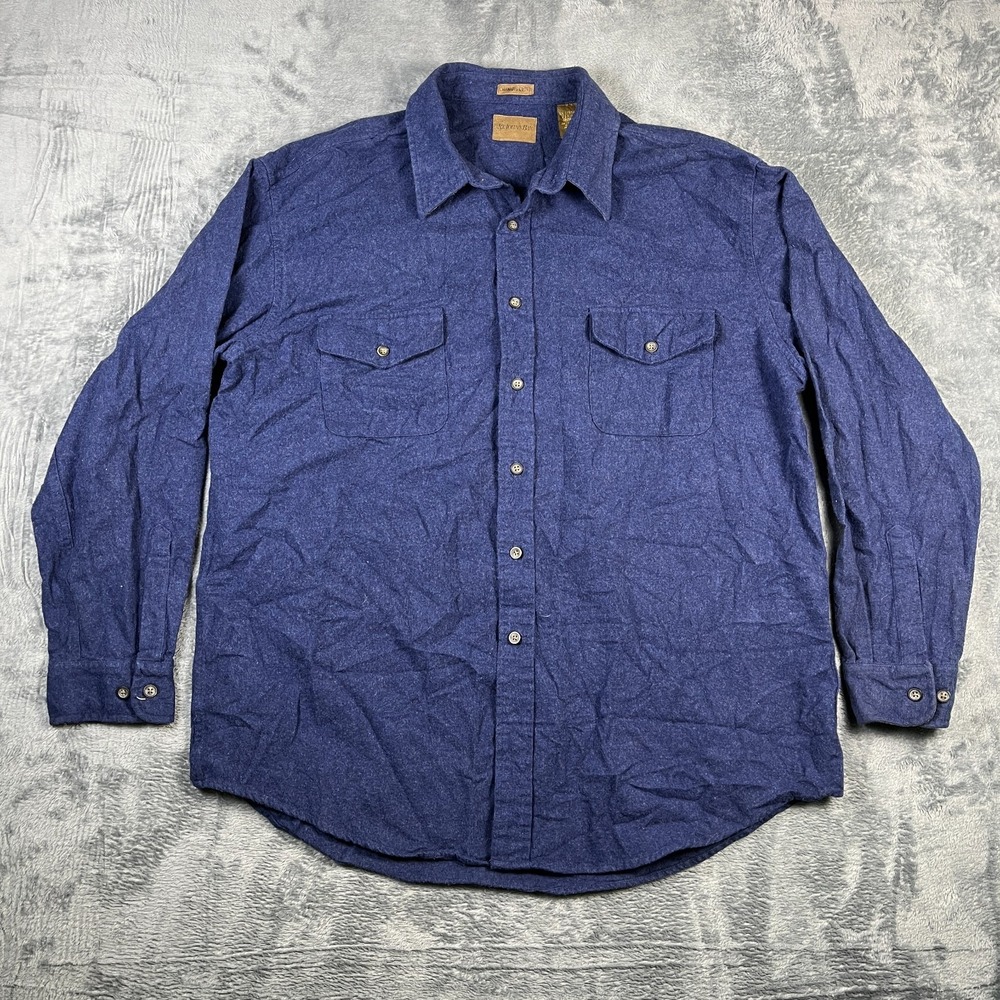St. John's Bay Chamois Cloth Shirt Men 2XL Blue Collared Shirttail Hem Button Up